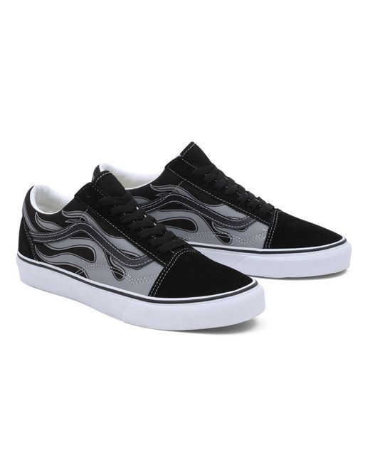 Vans Reflective Flame Old Skool Shoes in Black Lyst UK