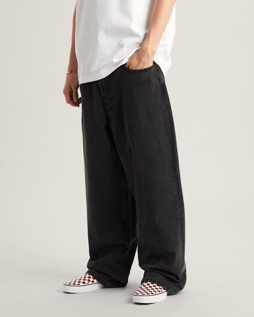 Vans Black Check-5 Baggy Denim Trousers for men