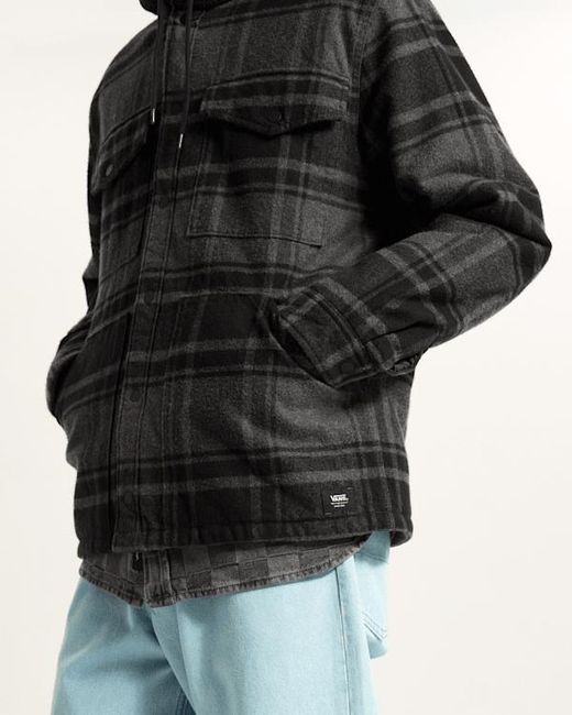 Vans Black Piedmont Hooded Plaid Shacket for men