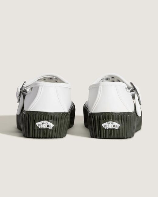 Vans White Mary Jane Creeper Platform Shoes for men