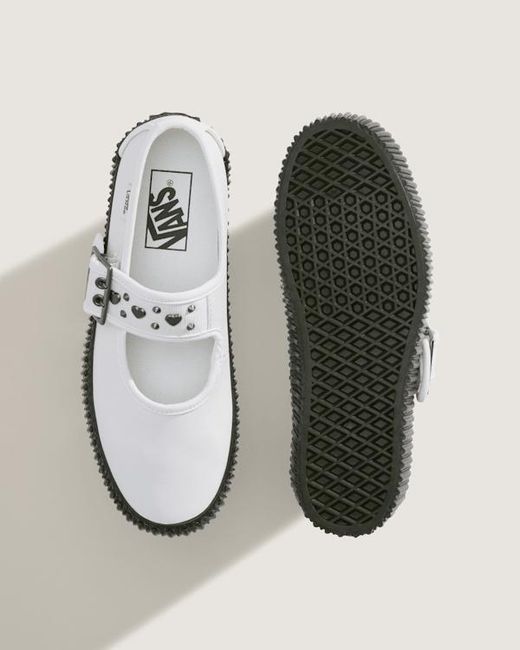 Vans White Mary Jane Creeper Platform Shoes for men