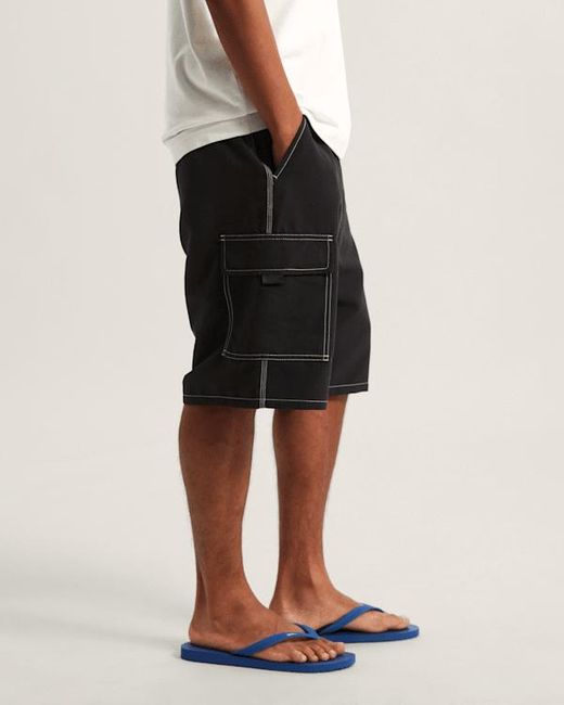 Vans Black Voyage Long Cargo Boardshorts for men