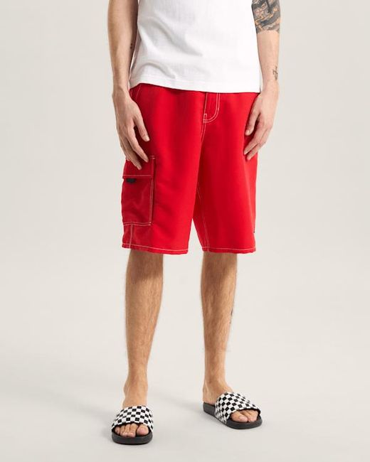 Vans Red Voyage Long Cargo Boardshorts for men