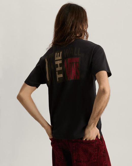 Vans Black Stretch Stack Crackle T-Shirt for men