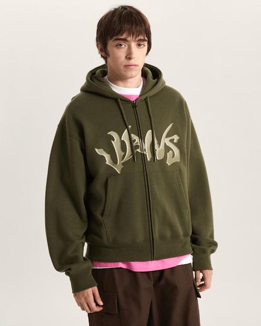 Vans Green Wild Circle Full Zip Pullover Hoodie for men