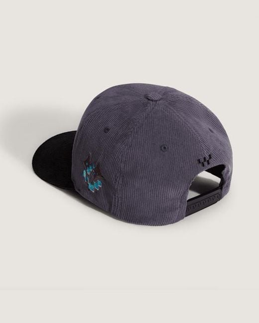 Vans Blue Premium Pixel Globe Snapback Hat Steel Shadow for men