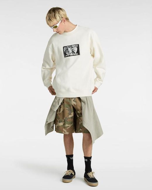 Vans White Skate Lisa Crew Sweatshirt for men