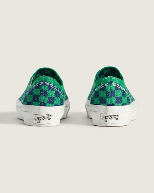Vans Green Premium Authentic Checkerboard Shoes for men