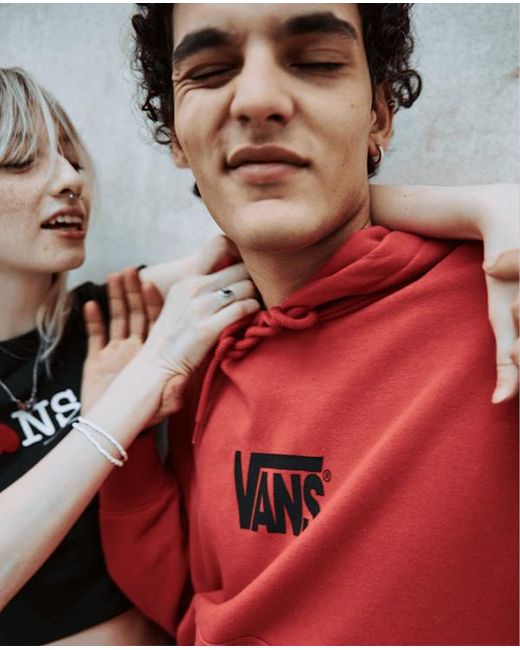Vans Red Stretch Logo Pullover Hoodie for men