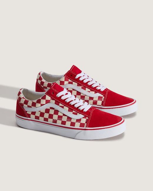 Vans Red Old Skool Checkerboard Shoes for men