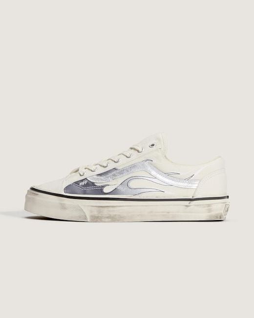 Vans White Premium Old Skool 36 Flames Shoes for men