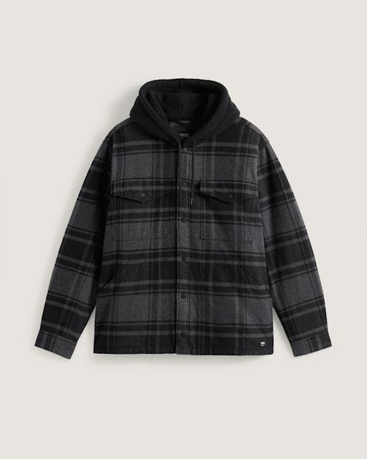 Vans Black Piedmont Hooded Plaid Shacket for men
