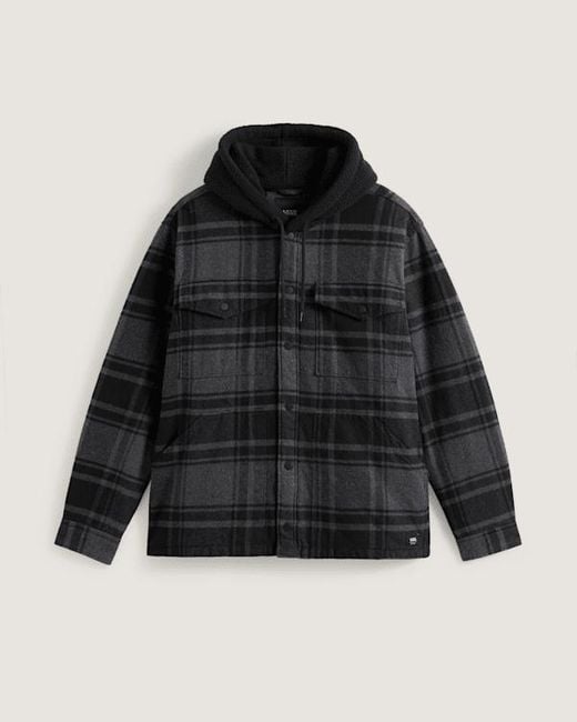 Vans Black Piedmont Hooded Plaid Shacket for men