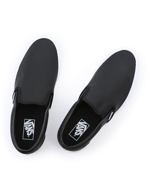Vans Geperforeerde Leren Classic Slip-on Schoenen in het Zwart - Lyst