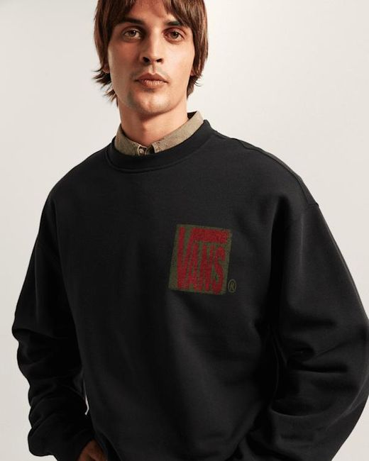 Vans Black Stretch Stack Crackle Crew Sweatshirt for men