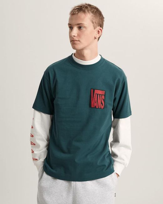 Vans Blue Stretch Stack Crackle T-Shirt for men
