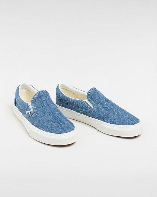 Vans Blue Classic Slip-on Summer Linen Shoes