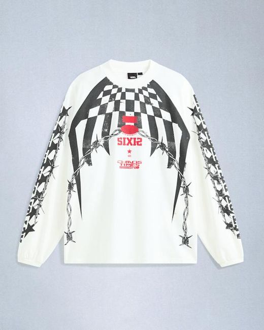 Vans White Act Of Disagreement Hazard Long Sleeve T-Shirt for men