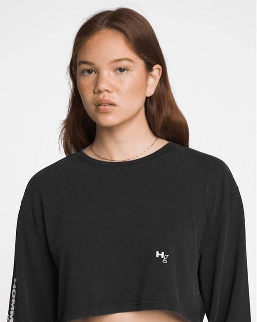 Vans Black Otw Homme Girls Ls Crop Tshirt Washed
