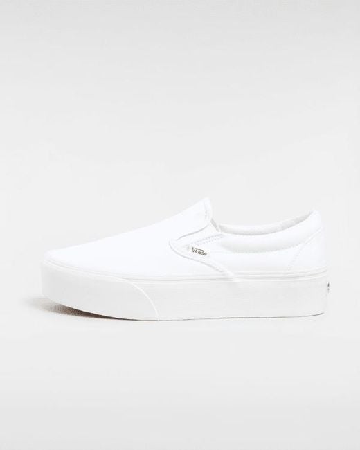 Vans White Classic Slip-On Platform Shoes