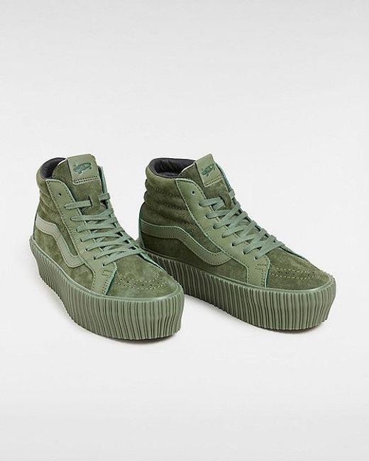 Vans Green Premium Sk8-hi 38 Reissue Platform Shoes