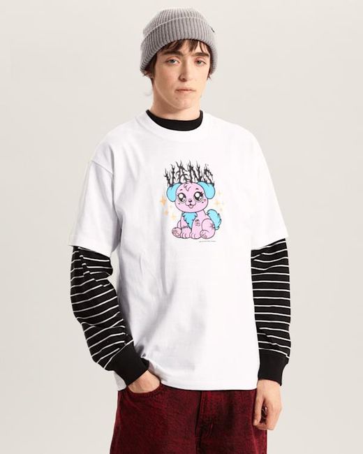 Vans White Puppy Loose T-Shirt for men
