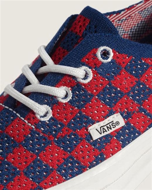 Vans Red Premium Authentic Checkerboard Shoes for men