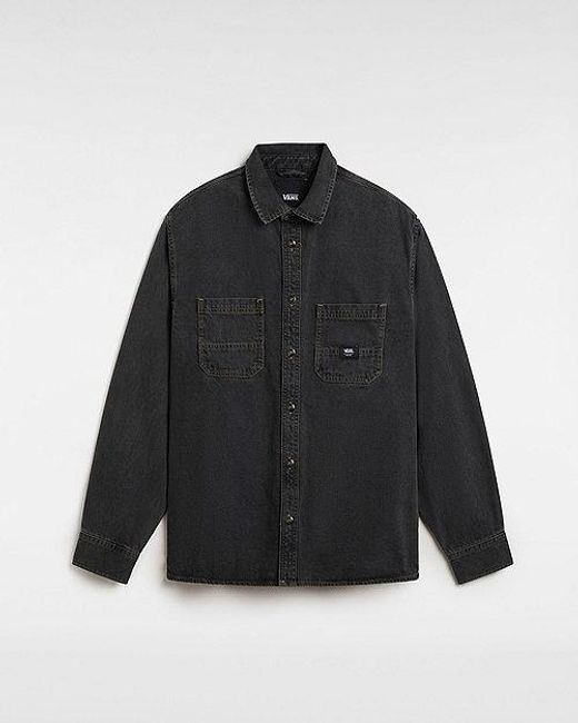 Vans Black Stevens Denim Long Sleeve Woven Shirt (Pavement (Washe) for men