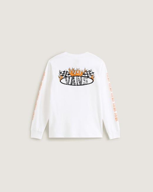 Vans Natural Kids Racing Flames Long Sleeve T-Shirt (8-14 Years)