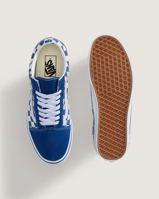 Vans Blue Old Skool Checkerboard Shoes for men