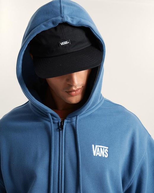 Vans Blue Stretch Logo Zip Pullover Hoodie for men
