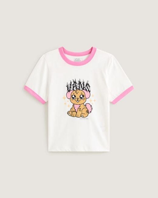 Vans White Puppy Ringer T-Shirt
