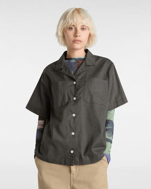 Vans Cassidy Camp Overhemd, Vrouw, Grootte in het Gray