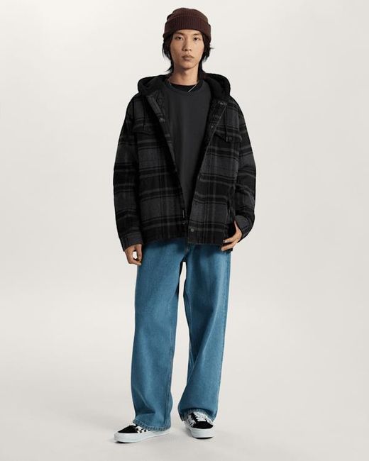 Vans Black Piedmont Hooded Plaid Shacket for men