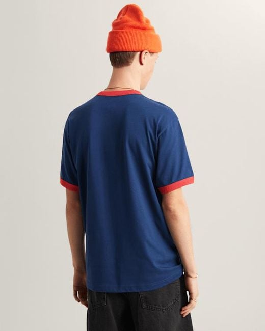 Vans Blue Center Chest Ringer T-Shirt for men