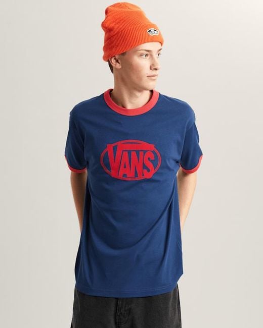 Vans Blue Center Chest Ringer T-Shirt for men