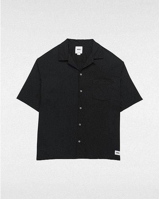 Vans Black Premium Camp Collar Woven Short Sleeve Shirt for men