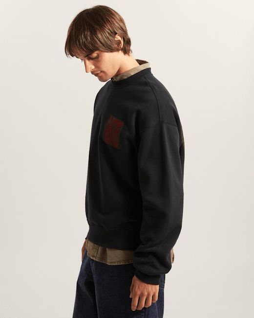 Vans Black Stretch Stack Crackle Crew Sweatshirt for men