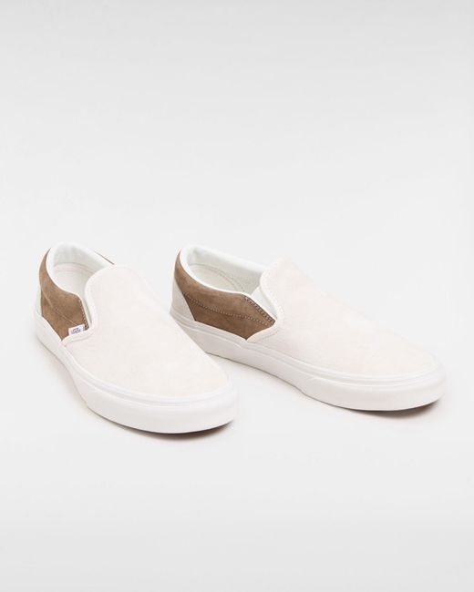Vans White Classic Slip-on Schuhe Aus Schweinswildleder