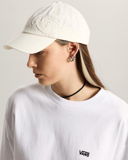 Vans White Wavy Curved Bill Jockey Hat for men