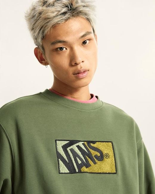 Vans Green 2-Tone Crew Sweater for men