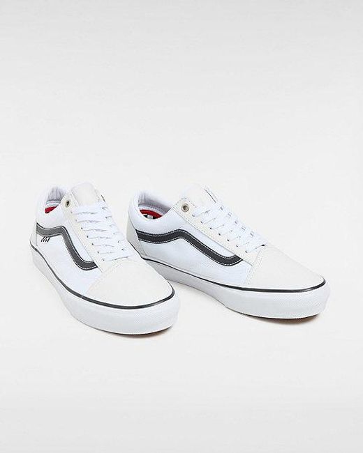 Chaussures En Cuir Skate Old Skool Vans en coloris White