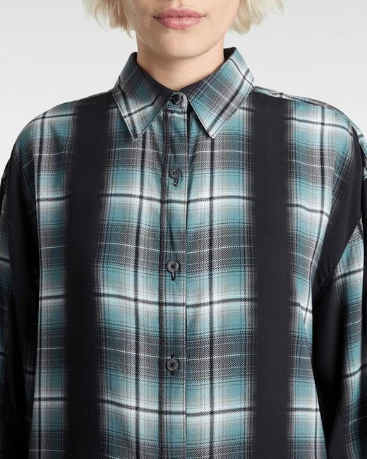 Vans Gray Gillian Kariertes Button-Down-Hemd, Frau, Größe