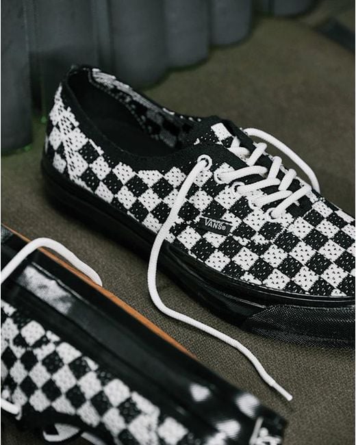 Vans Black Premium Authentic Checkerboard Shoes for men