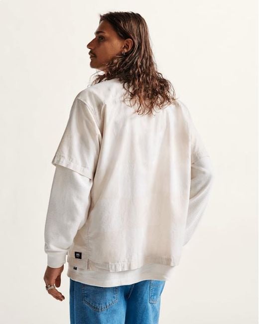 Vans Kessler Checkerboard Woven Overhemd, Grootte in het White voor heren