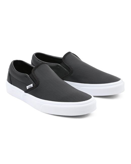 Vans Geperforeerde Leren Classic Slip-on Schoenen in het Zwart - Lyst
