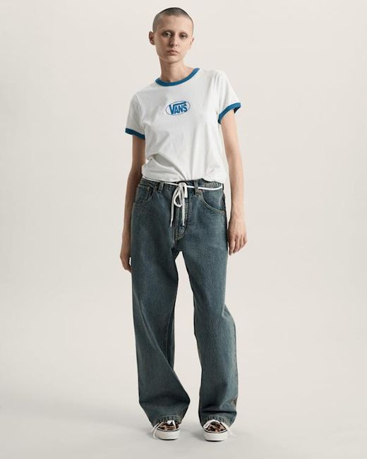 Vans White Circle V Ringer T-Shirt
