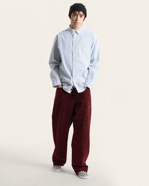 Vans Blue Premium Dobby Stripe Long Sleeve Shirt for men