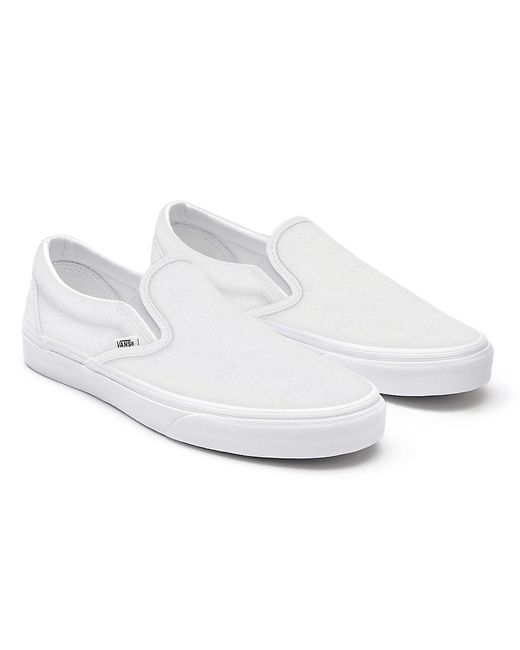 White leather sale slip on vans