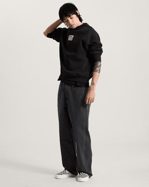 Vans Black Stretch Logo Crew Sweatshirt for men
